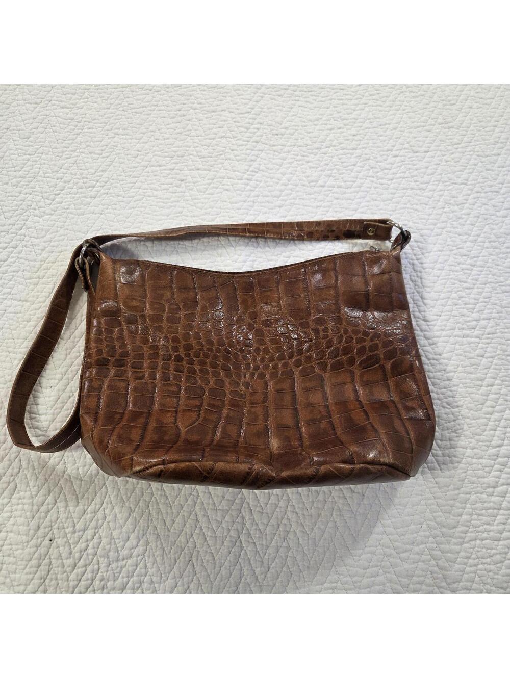 Maurizio Taiuti Genuine Leather Croc Shoulder Bag Made Italy